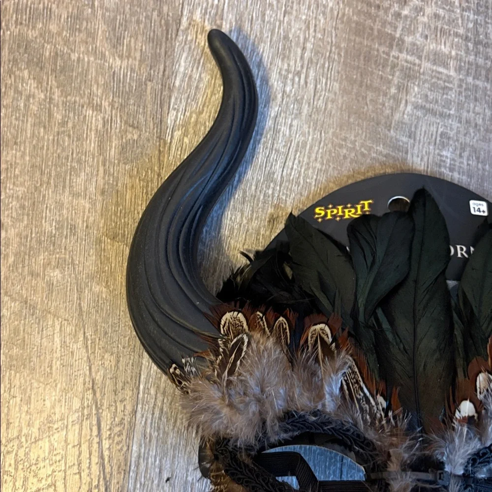Spirit of Halloween Feather Horned Mask Brown Black OS